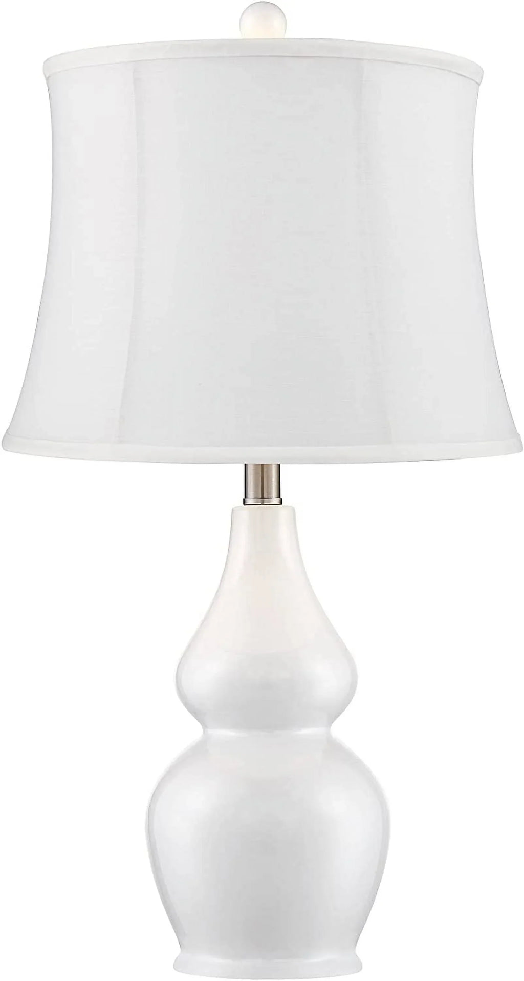 TJUNBOLIFE Lighting Jane Modern Table Lamps 25" Tall  White Ceramic Double Gourd Softback Fabric Tapered Drum Shade for Bedroom Living Room House Home Bedside Nightstand Office Entryw