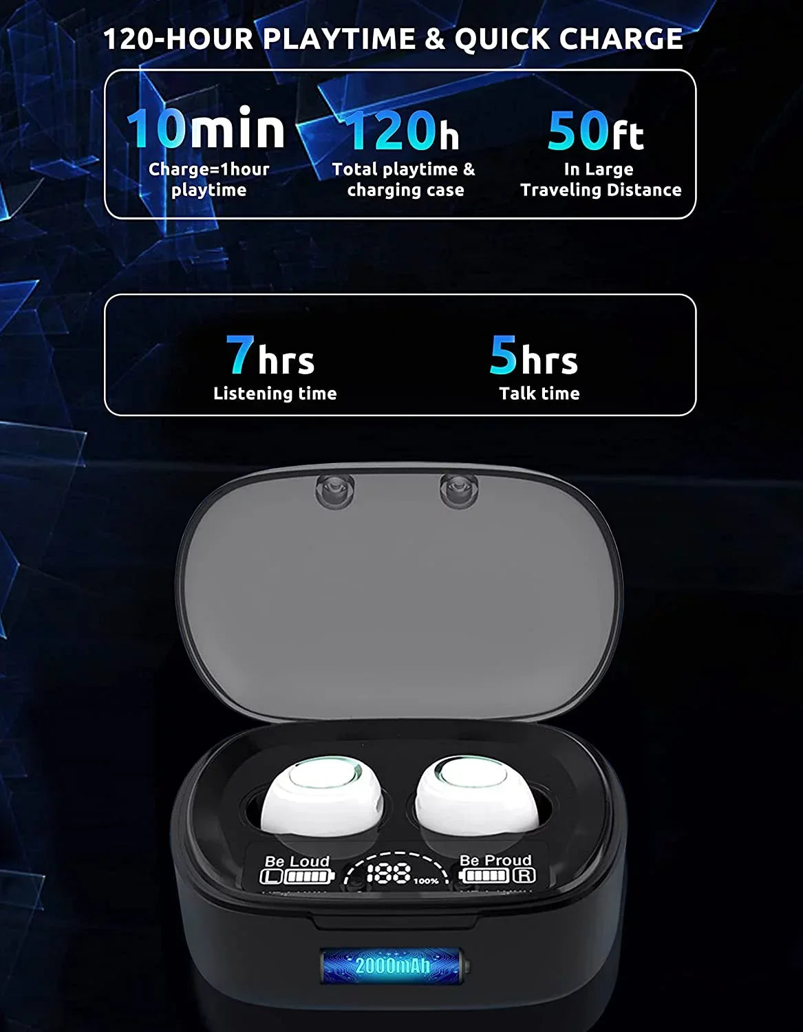 Wireless V5.1 PRO Earbuds Compatible with Samsung Galaxy S21+ 5G/Plus/Ultra IPX3 BlueTooth Touch Waterproof / Sweatproof / Noise Reduction with Mic (White)