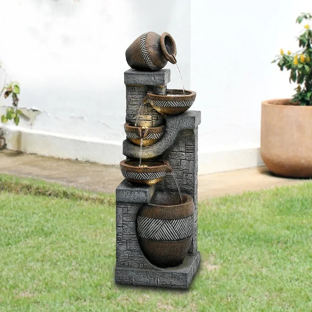 LivEditor Garden Water Fountain, Resin Fountain for Home Garden Decor