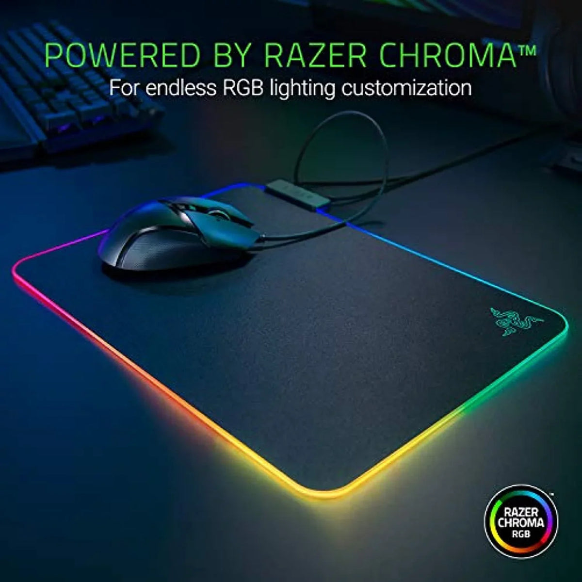 Razer Firefly Hard V2 RGB Gaming Mouse Pad: Customizable Chroma Lighting, Built-in Cable Management, Balanced Control & Speed, Non-Slip Rubber Base