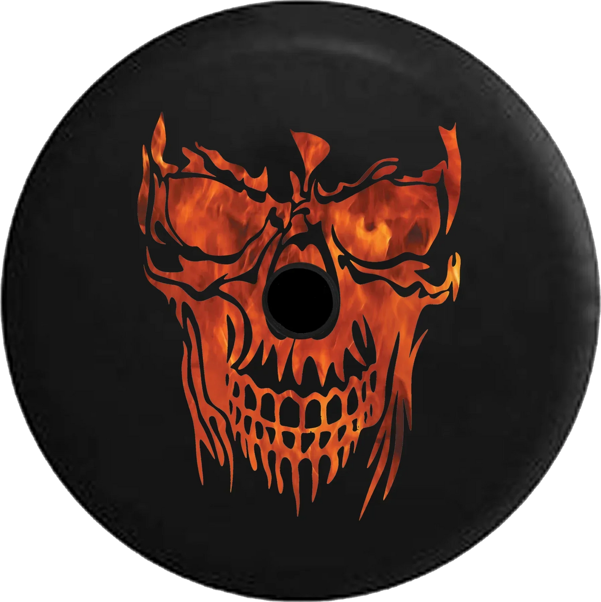 2018 2019 Wrangler JL Backup Camera Hell and Back Flaming Skull Face Real Fire Spare Tire Cover for Jeep RV 33 Inch