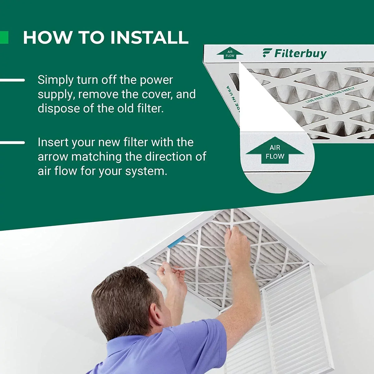 Filterbuy 12x27x1 MERV 8 Pleated HVAC AC Furnace Air Filters (6-Pack)