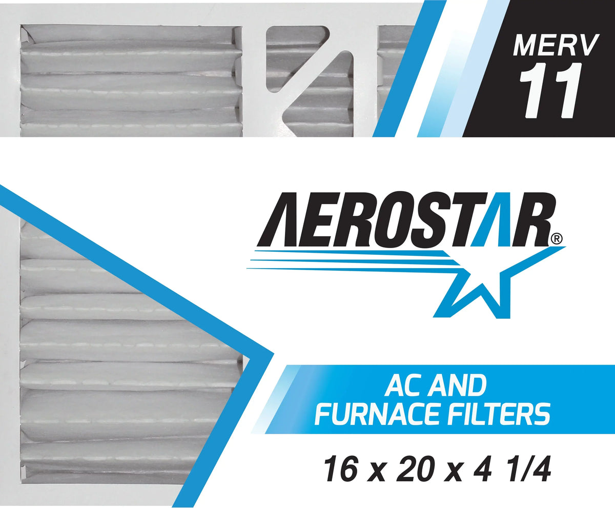 Aerostar 16x20x4 1/4 MERV  11, Carrier Replacement Pleated Air Filter, 16x20x4 1/4, Box of 2