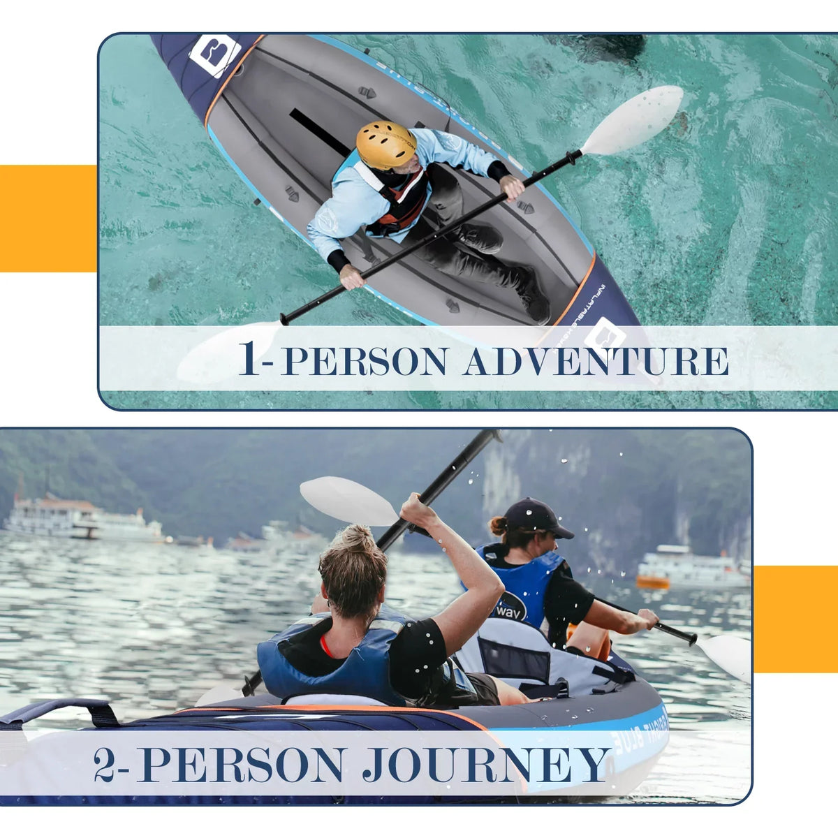 WHDZ 2 Person Inflatable Kayak for Adults Polyester Travel Entertainment Small River or Lake Blue