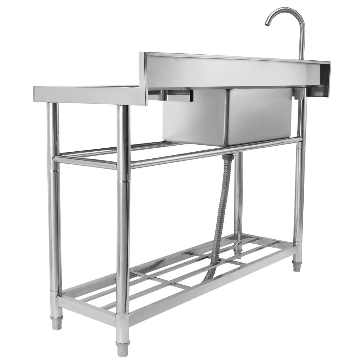 BENTISM Stainless Steel Utility Sink Single Bowl w/Workbench 39.4 x 19.1 x 37.4 in