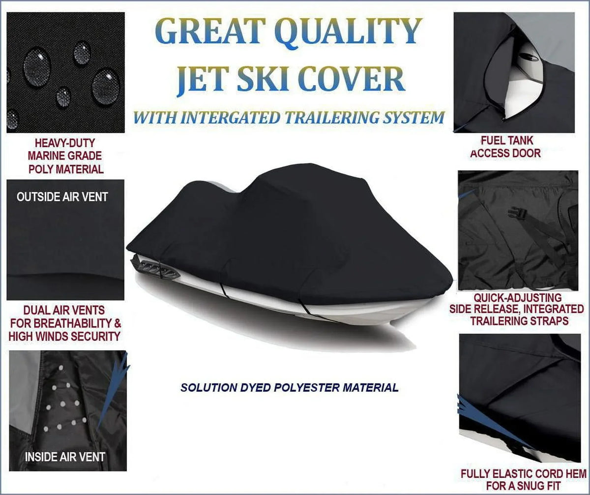 BLACK PWC 600D JET SKI Cover Compatible for Sea Doo Sea-Doo Bombardier GTX DI 2002 2003