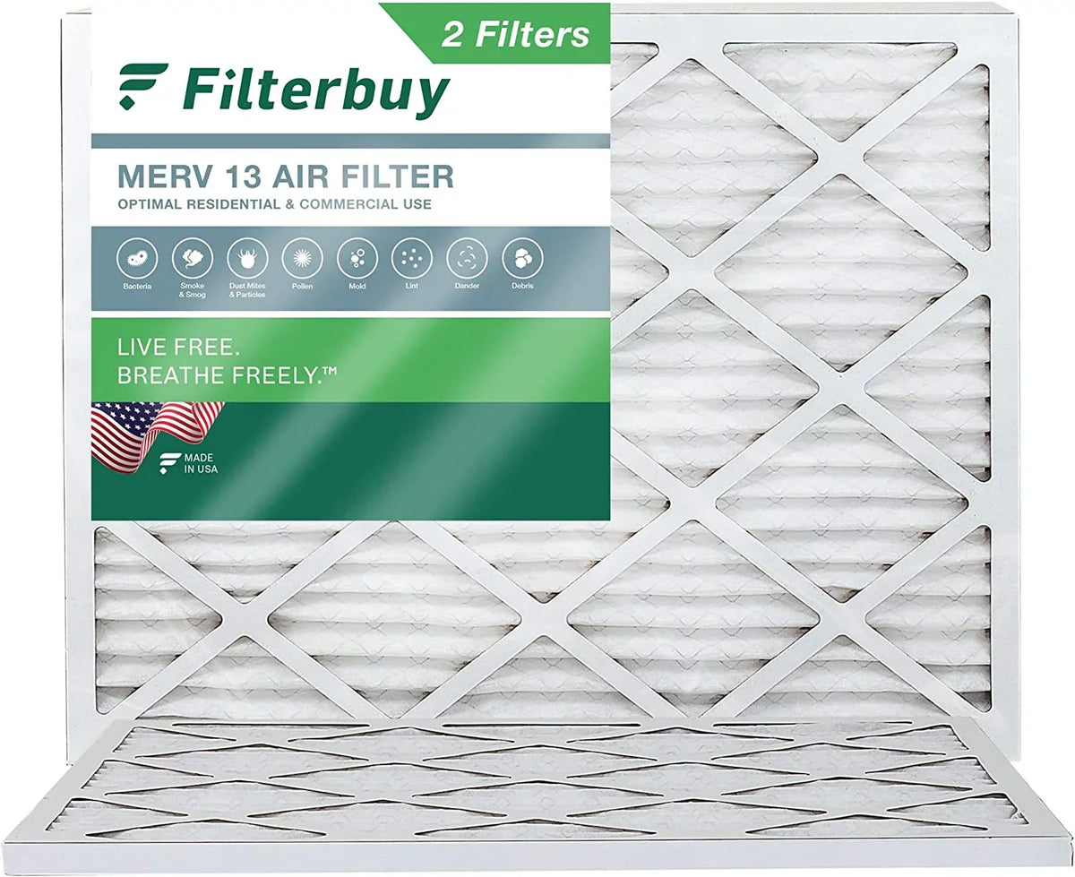 Filterbuy 25x32x1 MERV 13 Pleated HVAC AC Furnace Air Filters (2-Pack)