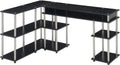 HOZO Designs2Go No Tools Office Contemporary Home Study, Modern Organization, 2-Piece Set (Desk, Console Table), Black