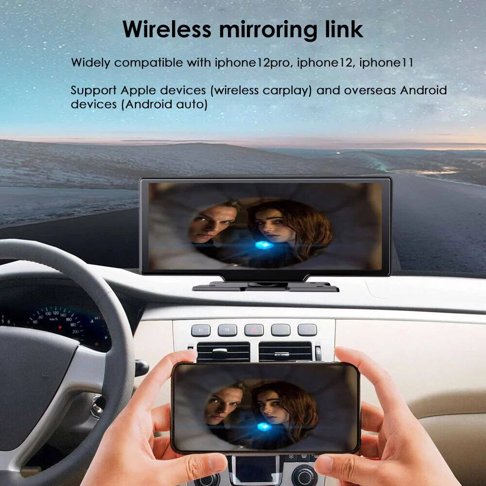 KingFurt 2K Car DVR Wireless Dash Camera Carplay Android Auto Touch Screen 10.26'' WIFI - Stunning Resolution and Smart Compatibility