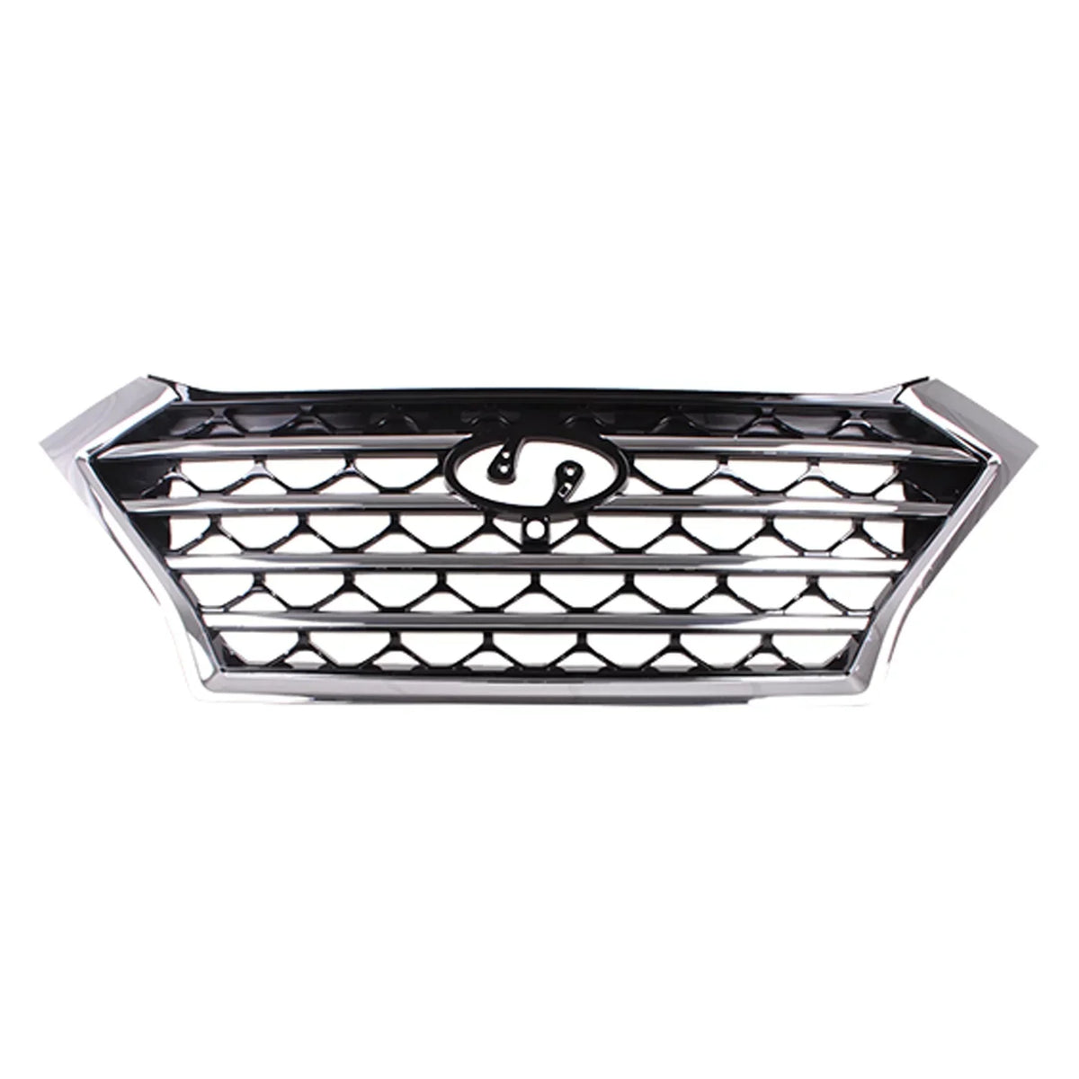 FRONT GRILLE; FOR USE WITH CAMERA; PAINTED BLACK WITH CHROME MOLDINGS;