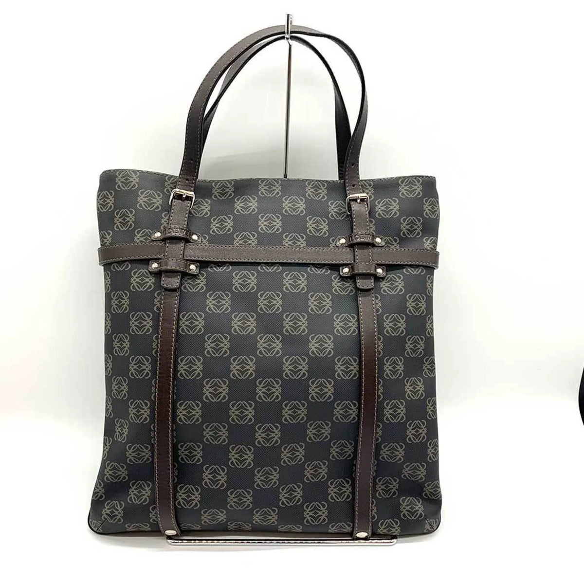 Pre-Owned LOEWE Anagram Tote Bag Gray x Brown (Good)
