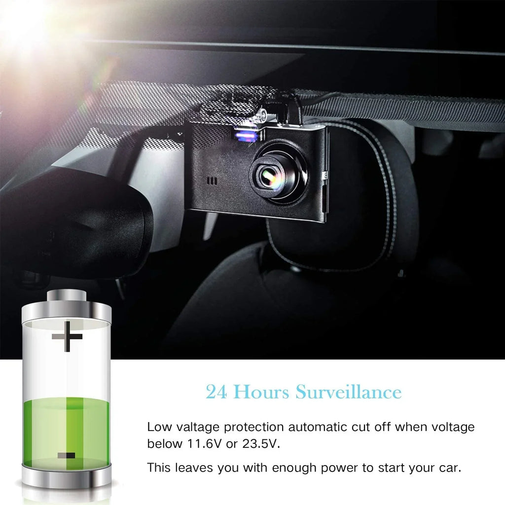 Dash Cam Hardwire Kit, Micro USB Hard Wire Kit for Dashcam, Plozoe 12V-24V to 5V Car Dash Camera Charger Power Cord, Gift 4 Fuse Tap Cable and Installation Tool（11.5ft）