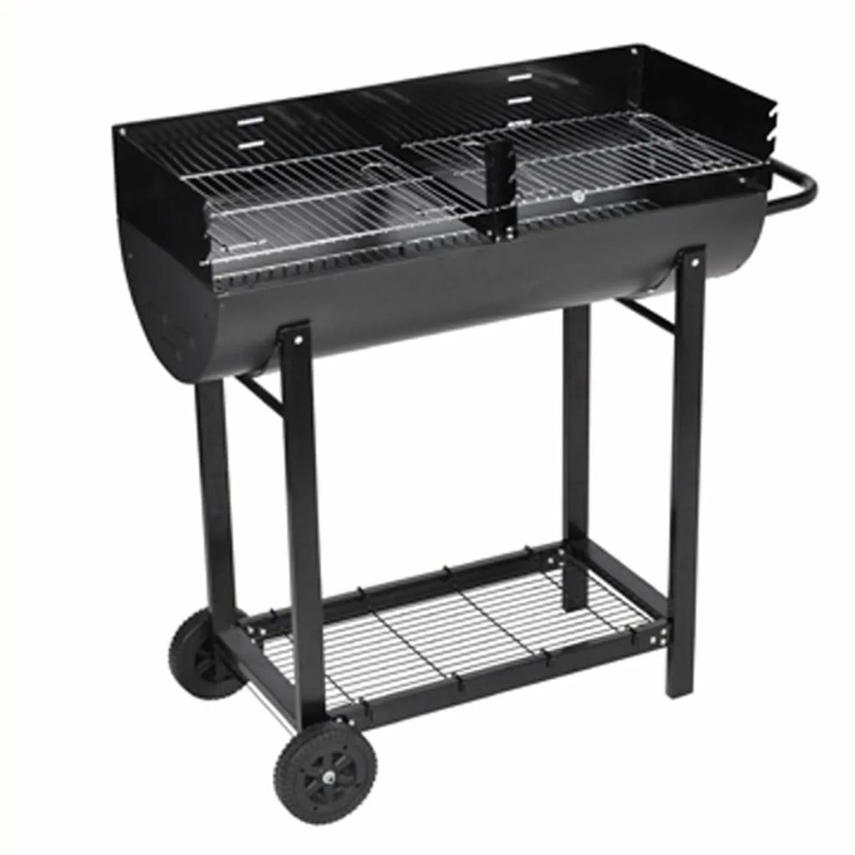 Anself Charcoal BBQ Stand with Lower Shelf and Wheels Steel Barbecue Grill Black for Camping Cooking, Grilling, Smoking, Picnic, Hiking, Party, Garden, Patio 39.4 Inch Length