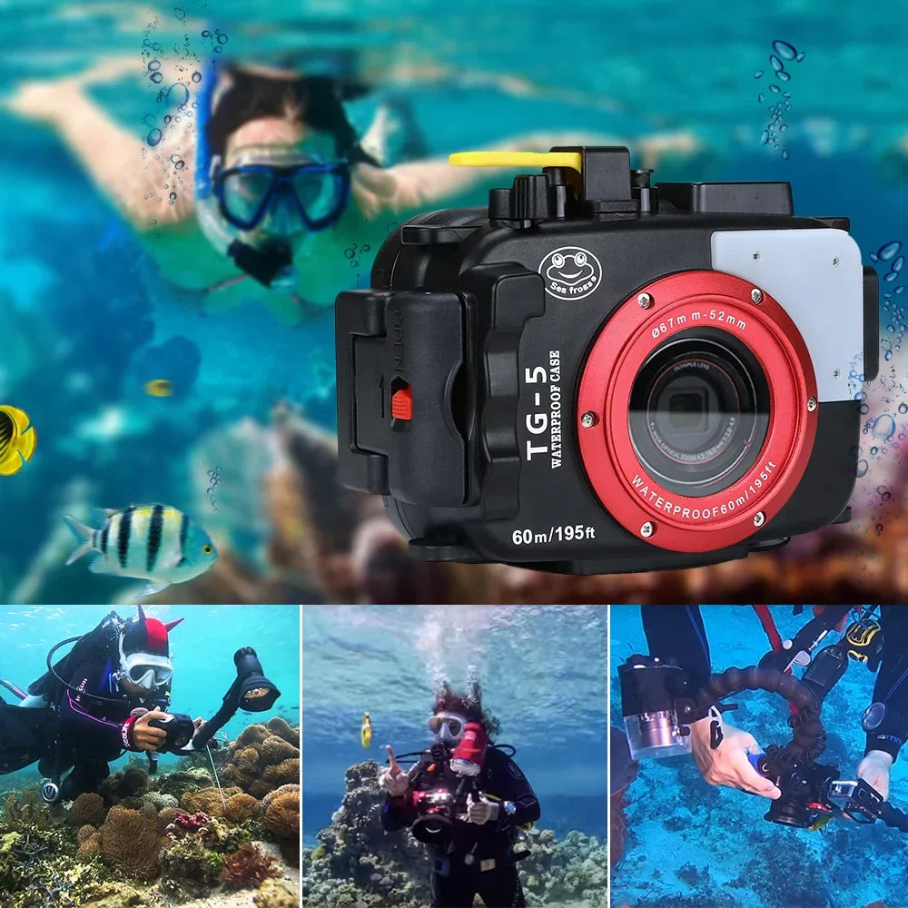 Sea frogs Camera Waterproof Housing Diving Case Protective Shell Underwater 60m/195ft Replacement for Olympus TG-5 Camera