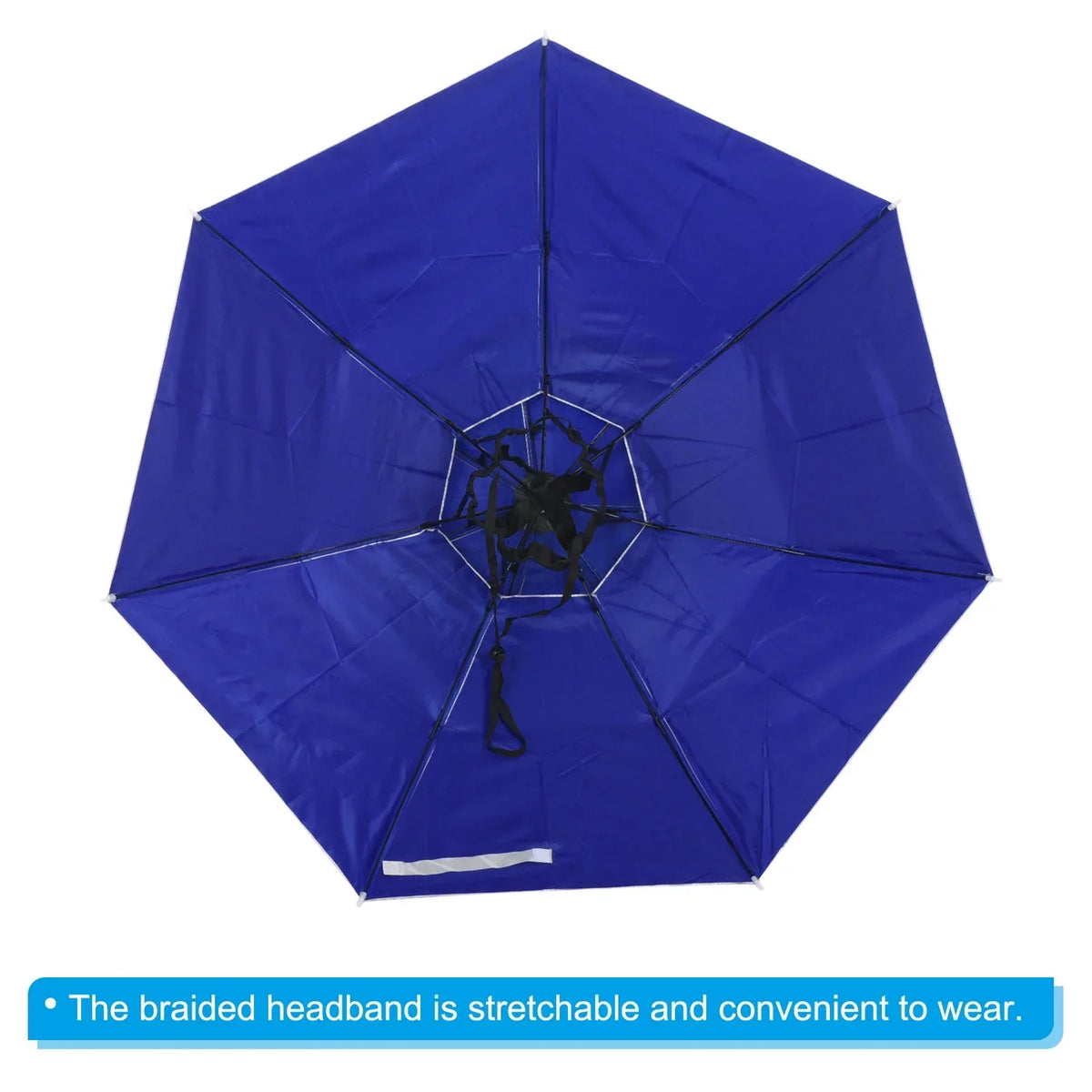 Uxcell OD 37.4" Umbrella Hat, Oxford Fabric Folding Double Layer Sun Rain Cap with Adjustable Strip, Silver
