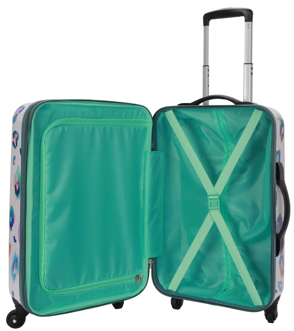 EttaVee Wild Child Leopard 21" Hardside Luggage, Cream Leopard Print