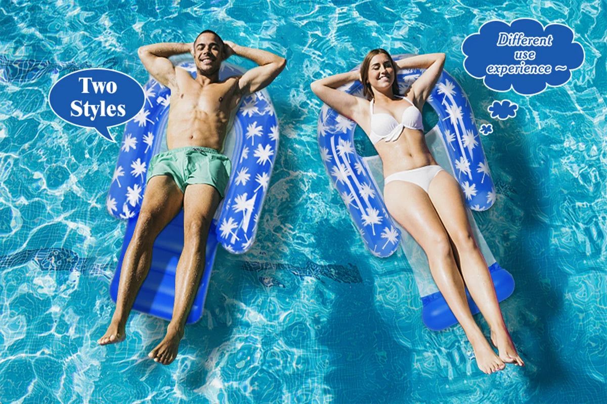 2 Pack Inflatable Pool Chair Float for Adults with Headrest Comfortable Contour Design Perfect for Relaxation, Pool Parties, and Beach Lounging