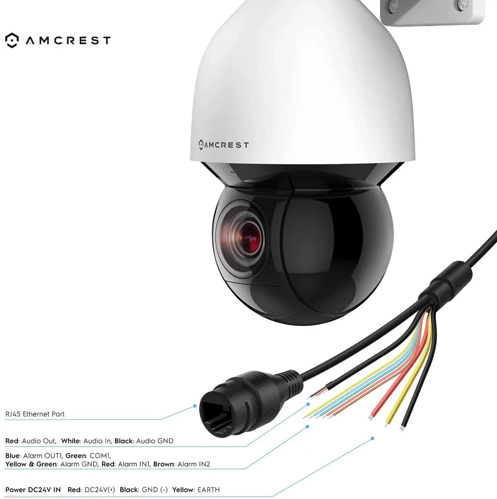 Amcrest 4MP Outdoor PTZ POE + IP Camera Pan Tilt Zoom (Optical 32x Motorized) UltraHD POE+ Camera Security Speed Dome, People and Vehicle Detection AI, 492ft Night Vision POE+ (802.3at) IP4M-1083EW-AI