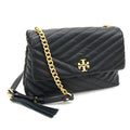 Pre-Owned Tory Burch Shoulder Bag Kira Chevron 58465 Black Leather Chain Quilted Women's TORY BURCH (Good)