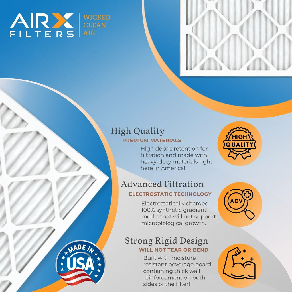 18x20x1 Air Filter MERV 13 Comparable to MPR 1500 - 2200 & FPR 9 Electrostatic Pleated Air Conditioner Filter 4 Pack HVAC AC Premium USA Made 18x20x1 Furnace Filters by AIRX FILTERS WICKED CLEAN AIR.