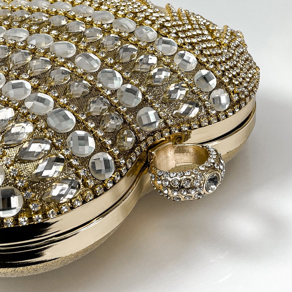 Geiomoo Heart Shape Tassel Evening Clutch Bag, Women Luxury Rhinestones Purse Handbag for Wedding Party