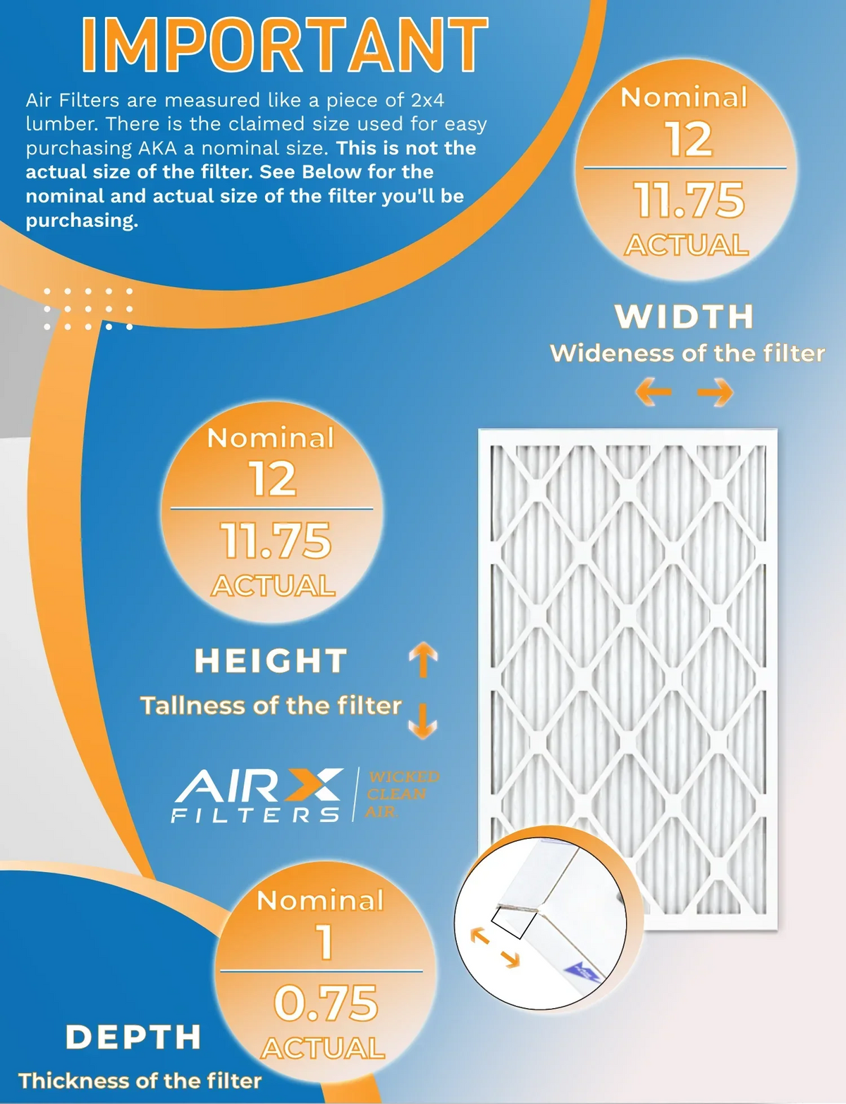 12x12x1 Air Filter MERV 8 Rating, 12 Pack of Furnace Filters Comparable to MPR 700 & FPR 5 - Made in USA by AIRX FILTERS WICKED CLEAN AIR.