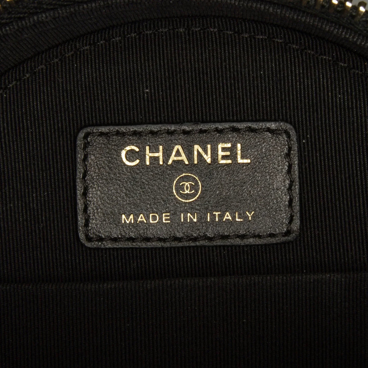 Pre-Owned Authenticated Chanel Lucky Charms Round Crossbody Bag Lambskin Leather Black Unisex (Good)